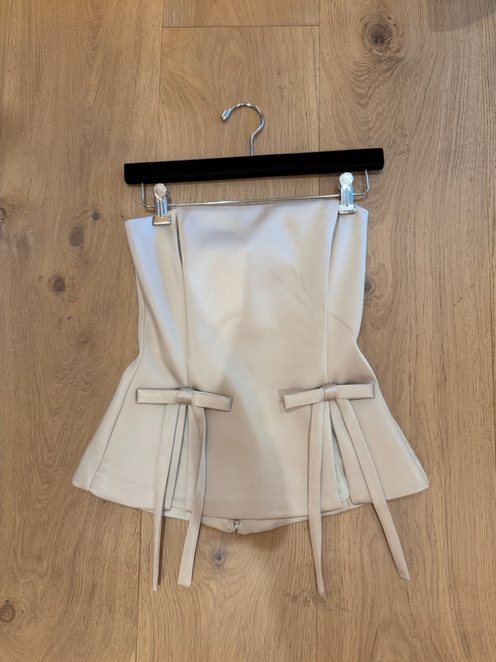 Zara Beige Strapless Bow Detail Corset Top